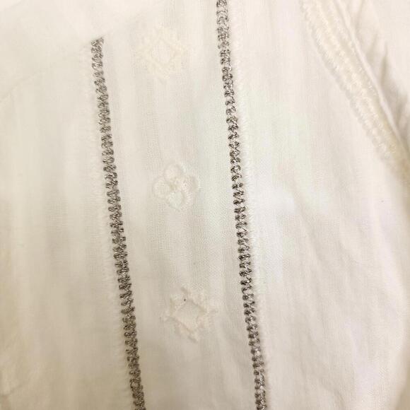 Gap Top Womens Size M Embroidered Tunic Cottagecore V Neck Boho White Peplum - Picture 6 of 10